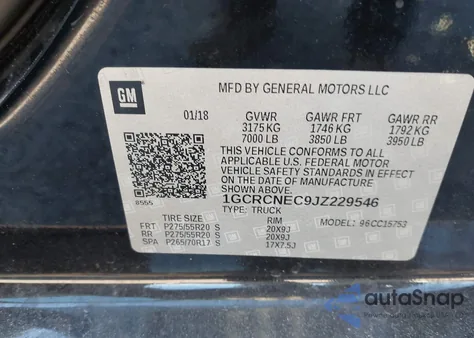 2018 Chevrolet Silverado 1500 Wt from USA, damaged, VIN 1GCRCNEC9JZ229546